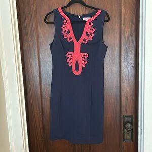 Lilly Pulitzer navy and coral stretchy shift dress